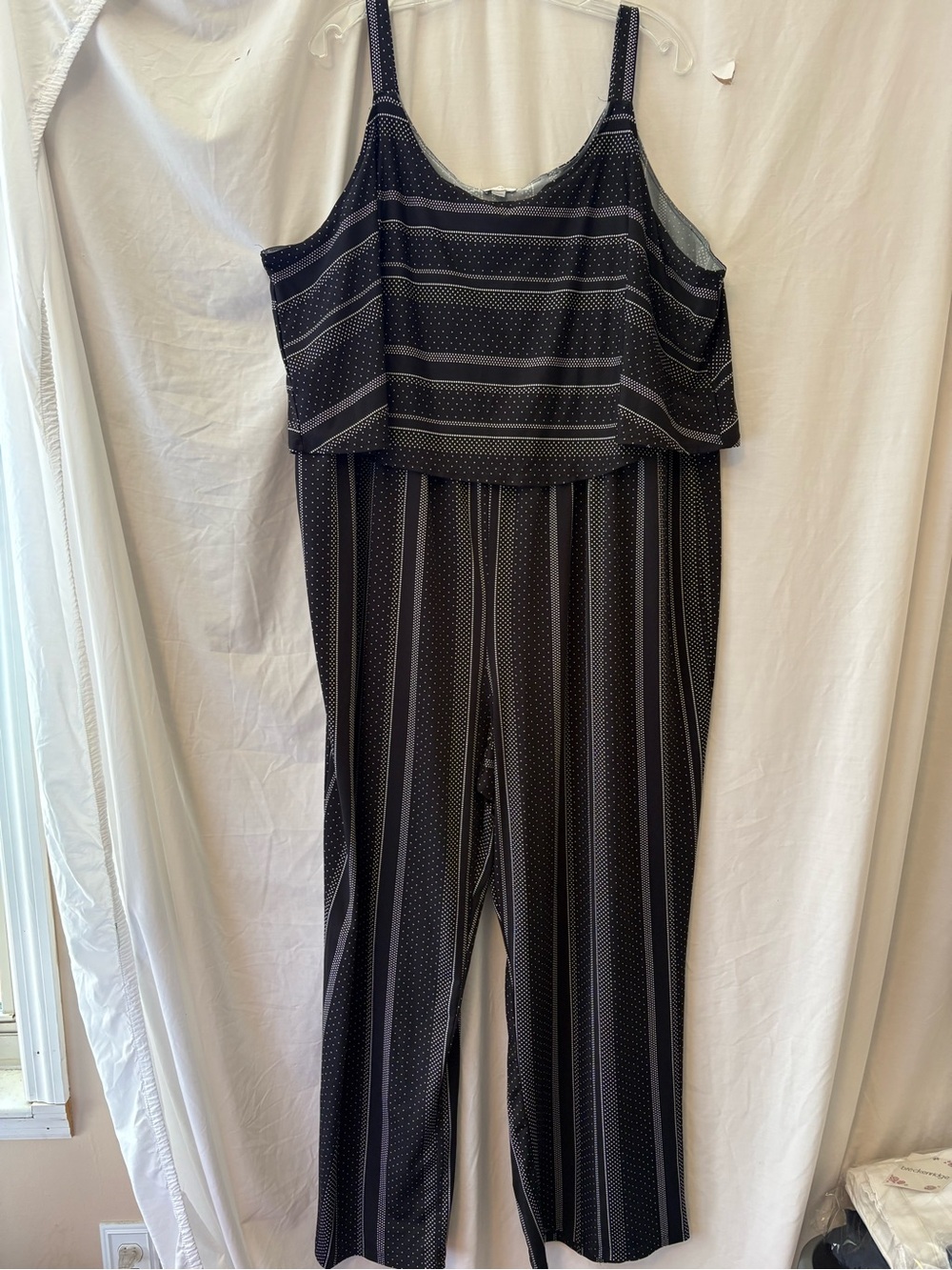 Avenue Black and White Striped Wide-Leg Jumpsuit